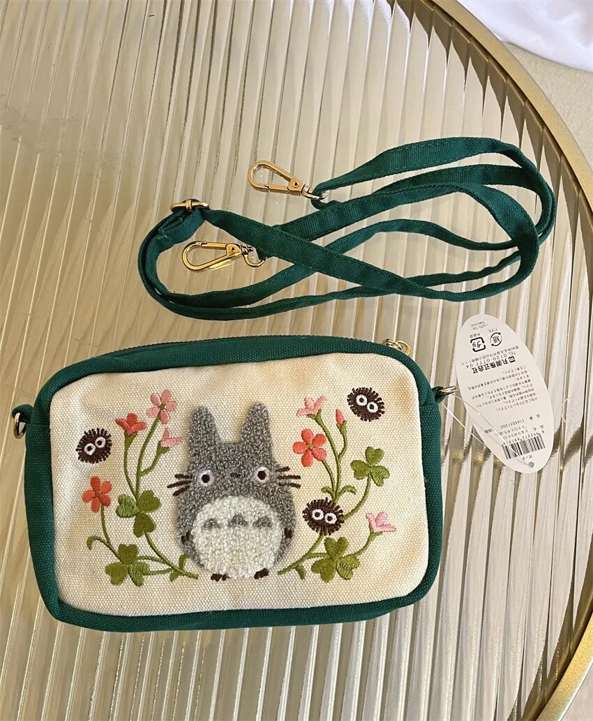 Anime Cute Totoro Cartoon Canvas Messenger Bag Shoulder Bag High Quality Embroidery Outdoor Cosmetic Bag Handbag - Ghibli Plush