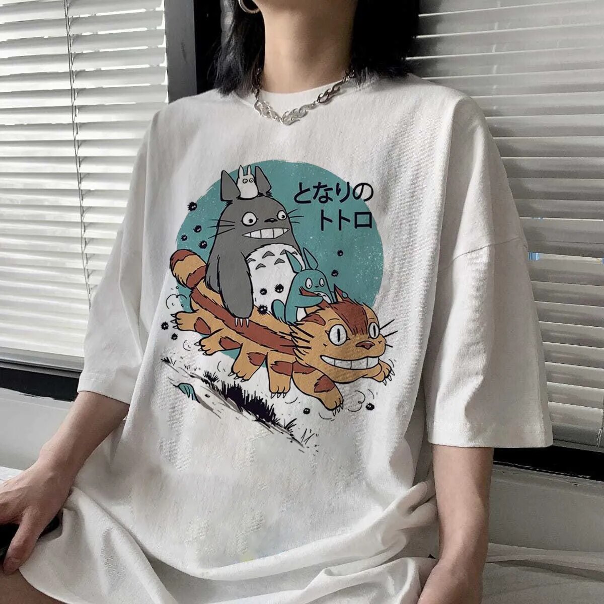 Oversized T Shirt Totoro Harajuku Cute Anime Print T Shirt Summer Men Cartoon Tops Woman Tshirts - Ghibli Plush